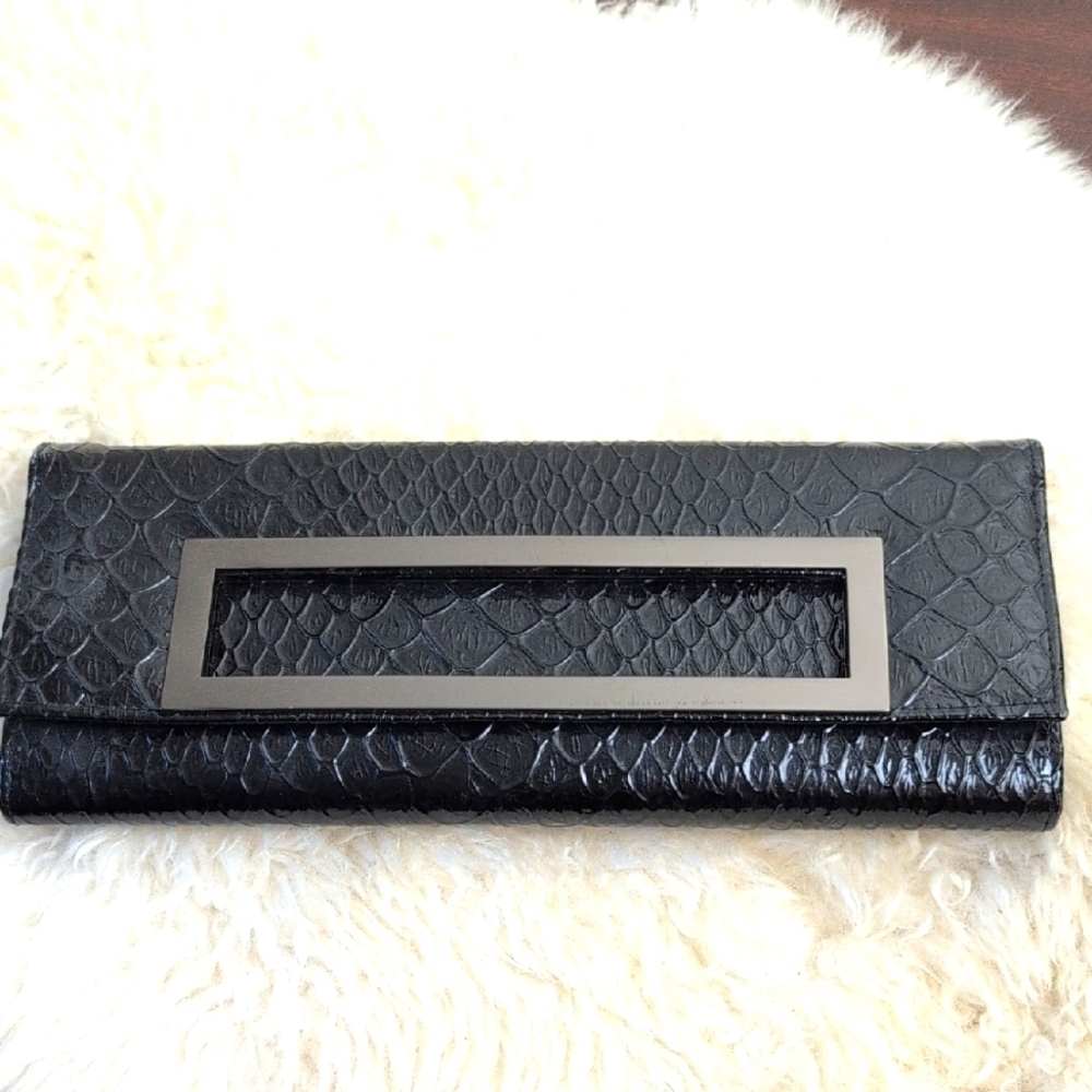 LE CHÂTEAU BLACK ANIMAL SKIN ( VEGAN LEATHER) BAGUETTE BAG